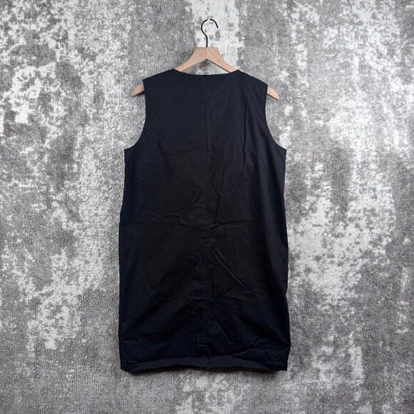 Gerard Darel Dress US 12 Womens Black Henley Sleeveless Shift Leg Slit - Picture 2 of 7